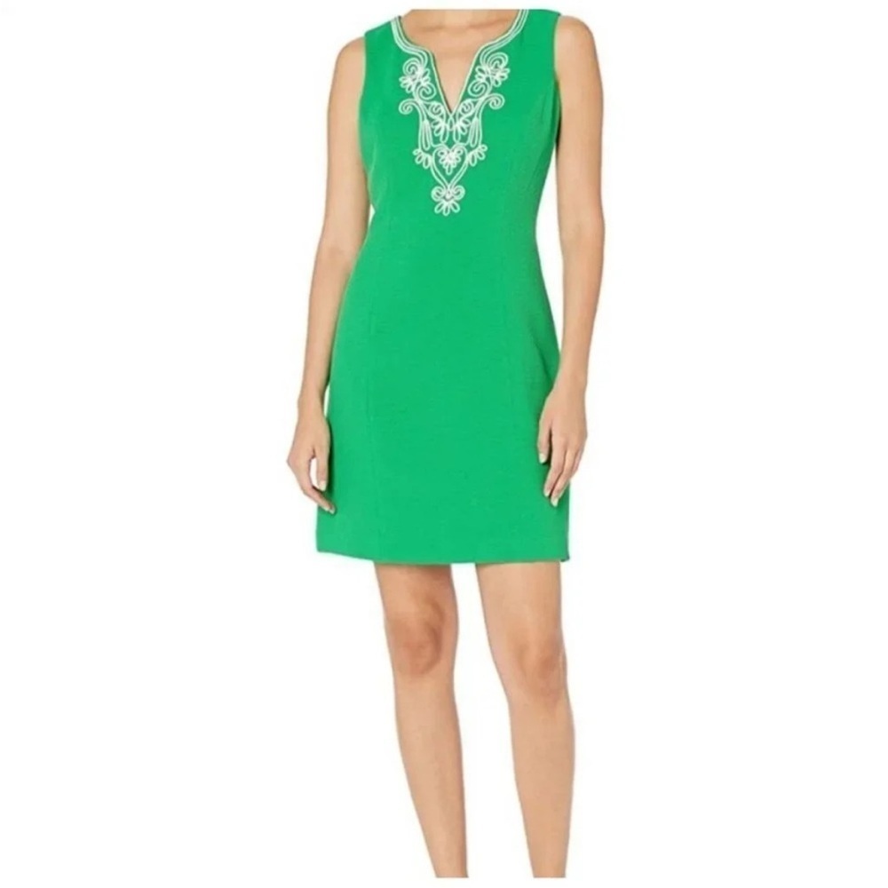 Pappagallo Womens The Amaya V Neck Shift Dress Green Size 8